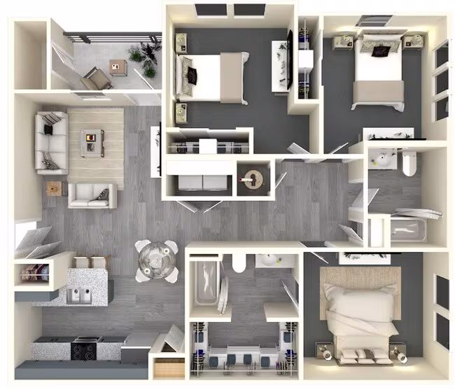 Three Bed Two Bath floor plan